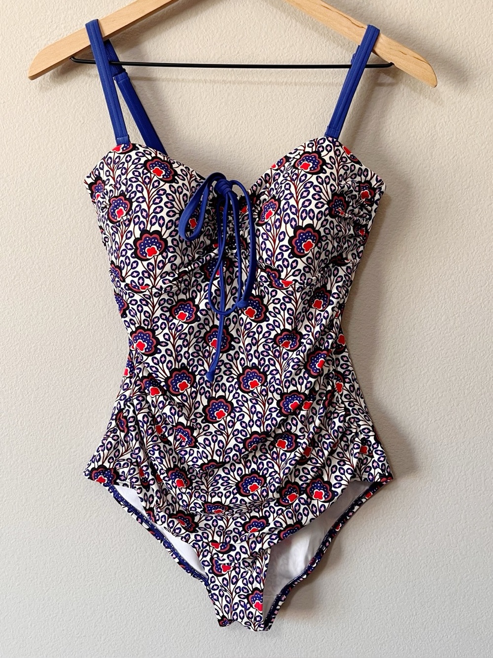 Boden Blue Floral Formentera Sardinia One Piece Swimsuit Size US 10 Beach Travel